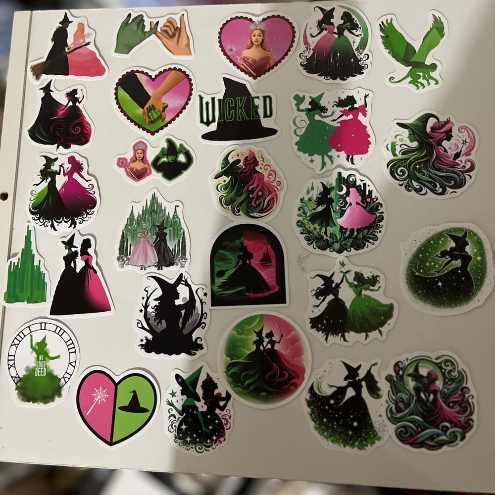 Wicked Themed Sticker Set - Green, Pink, Black